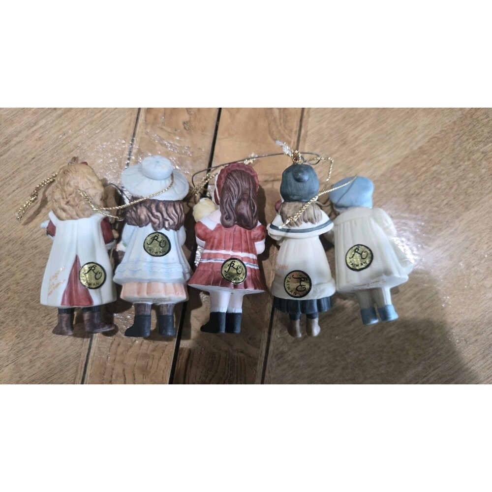 Vintage Lot Of 5 Jan Hagara Collectibles  Porcelain Christmas Ornaments